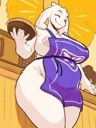 1girls anthro big_breasts caffeinatedzeph female huge_breasts looking_at_viewer milf older_female thick_thighs toriel undertale