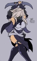 big_breasts body_focus clothed dressed female female_only grey_clothing grey_hair pi_productions pose posing solo supersus time_assassin_(supersus) viewfinder zhengfox