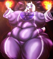 1girls animal_ears animal_tail anthro big_breasts breasts clothing dress erect_nipples female female_only flames horns huge_breasts large_breasts mature mature_female mature_woman milf mother nightlyflare nipple_bulge plump purple_dress purple_eyes solo solo_female tail thick_thighs thighs toriel undertale voluptuous voluptuous_female white_body white_skin