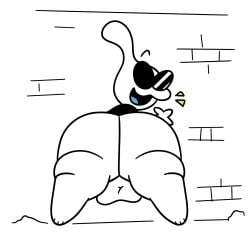 alien ballsack big_ass big_butt feet looking_at_viewer looking_back nintendo orbulon pelnsfw thick_thighs warioware white_body white_skin