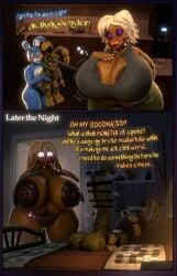 2koma 3d_(artwork) age_difference animatronic anthro areola areola_slip avian balls beak bed bedroom belly_hair big_areola big_balls big_breasts big_nipples big_penis bird black_bra black_clothing black_panties black_underwear blonde_hair bodily_fluids body_hair bottomwear bra breasts carrying_another censored censored_genitalia censored_penis chicken cleavage cleavage_cutout clothed clothing comic cutout dark_areola dark_nipples digital_media_(artwork) elderly elderly_anthro elderly_female english_text erection female five_nights_at_freddy's five_nights_at_freddy's_2 five_nights_at_freddy's_4 furniture galliform gallus_(genus) genitals gilf_toy_chica glistening glistening_lips glowing glowing_eyes grey_bottomwear grey_clothing grey_pants grey_shirt grey_topwear group hair happy happy_trail heart_symbol hi_res huge_areola huge_balls huge_breasts huge_cock huge_nipples hyper hyper_areola hyper_genitalia hyper_penis lagomorph leporid lips long_penis looking_at_another looking_at_another's_breasts looking_at_breasts lying lying_on_bed machine male mammal masturbation mature_anthro mature_female nipples non-mammal_breasts non-mammal_hair non-mammal_nipples nude nude_anthro nude_female on_back on_bed panties pants penile penile_masturbation penis phasianid plushtrap_(fnaf) pubes rabbit rckke robot robot_anthro scottgames shirt size_difference slosh smaller_anthro smaller_male sniffing sniffing_clothes star surprised_expression sweat sweaty_body talking_to_another text thick_lips thick_thighs throbbing topless topless_anthro topless_male topwear toy toy_bonnie_(fnaf) toy_chica_(fnaf) trio underwear vein veiny_balls veiny_breasts veiny_penis wide_hips