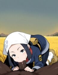 :>= ai ai_generated akari_(pokemon) big_penis blowjob blowjob_face dark-skinned_male fellatio gravityboy pokemon pokemon_legends:_arceus tagme