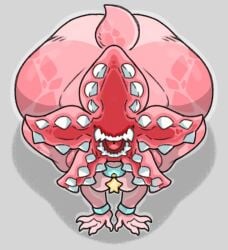 1girls ass ass_bigger_than_head big_ass big_butt bottom_heavy bracelet bracelets breasts bubble_butt collar curvaceous curvy curvy_figure demodoggo_(torururuu) demogorgon female female_only grey_background high-angle_view huge_ass looking_at_viewer neckwear no_eyes nude on_knees open_mouth pet scut_tail semi-anthro sharp_teeth small_breasts solo solo_female stranger_things tail thick_thighs tongue torururuu voluptuous voluptuous_female wide_hips