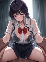1boy 1girls ai_generated dark-skinned_male dark_skin female kaoru_hana_wa_rin_to_saku kaoruko_waguri male see-through sexy wet