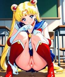 1girls accessories accessory ai ai_generated anime bishoujo_senshi_sailor_moon blonde_female blonde_hair blonde_hair_female blue_skirt classroom condom condom_wrapper exposed_pussy exposed_vagina female female_focus holding_condom juicy_pussy long_hair looking_at_viewer panties panties_around_leg panties_around_one_leg pussy pussy_juice pussy_juice_drip sailor_collar sailor_moon sailor_senshi_uniform sailor_uniform school school_girl school_uniform schoolgirl schoolgirl_uniform seductive seductive_eyes seductive_look seductive_smile skirt squat squatting squatting_female squatting_position stable_diffusion usagi_tsukino vagina vaginal_fluids vaginal_juices wet_panties wet_pussy white_panties