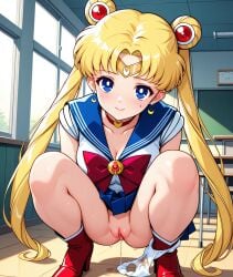 1girls accessories accessory ai ai_generated anime bishoujo_senshi_sailor_moon blonde_female blonde_hair blonde_hair_female blue_skirt classroom exposed_pussy exposed_vagina female female_focus juicy_pussy long_hair looking_at_viewer panties panties_around_leg panties_around_one_leg pussy pussy_juice pussy_juice_drip sailor_collar sailor_moon sailor_uniform school school_girl school_uniform schoolgirl schoolgirl_uniform seductive seductive_eyes seductive_look seductive_smile skirt squat squatting squatting_female squatting_position stable_diffusion usagi_tsukino vagina vaginal_fluids vaginal_juices wet_panties wet_pussy white_panties