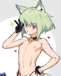 androgynous cat_ears cat_tail collar femboy instanttnoodle lio_fotia nipples promare twink