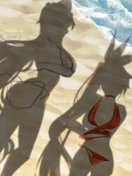 artist_name beach dressed_shadow dressed_shadow_(meme) ha_yuri_jahad khun_maschenny_jahad pal_pi red_bikini shadow tower_of_god white_bikini