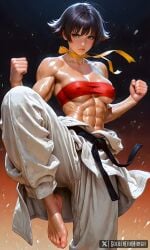 ai_generated athletic athletic_female busty capcom female female_focus female_only fit fit_female goldeneramanga hourglass_figure makoto_(street_fighter) street_fighter tagme wide_hips