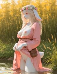 1girls ai_generated anthro big_breasts cute female furry half_naked hentai mature_female milf mommy nipples original_character pussy rabbit srodskiy tagme vulgar