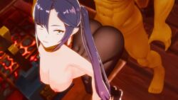 1boy 1girls 3d 3d_animation 3d_model almost_naked ambiguous_penetration animated ass assdepik audio big_breasts big_penis breasts breasts_out bubble_butt doggy_style genshin_impact male moaning moaning_in_pleasure mona_(genshin_impact) nipples penis penis_out precum purple_hair sex tagme video