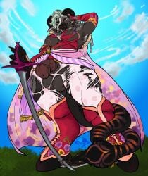 absurd_res animal_genitalia animal_penis armpit_fetish armpit_hair armpit_tuft balls body_hair bottomwear bovid breasts caprine caprine_demon chimera clothed clothing cosplay demon equine_genitalia equine_penis european_mythology exposed_breasts final_fantasy final_fantasy_6 final_fantasy_vi forked_tongue furgonomics furry-specific_piercing futanari genitals goat goat_demon greek_mythology hi_res hybrid intersex legwear mammal melee_weapon mythological_chimera mythological_creature mythology no_bra pants penis piercing reptile scalie shirt snake snake_hood snake_hood_piercing solo square_enix stockings sword terra_(valka) terra_branford tights tongue topwear torn_bottomwear torn_clothing torn_legwear torn_pants torn_shirt torn_stockings torn_topwear trans_(lore) trans_woman_(lore) weapon yonnixart