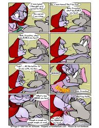 2007 anthro anthro_only bed breasts canine carli comic english_text eric_schwartz fur furry humor indoors lamp licking little_red_riding_hood mouse nipples no_humans rodent size_difference spike storybook_romance text tongue wolf