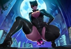 1girls ai_generated ass batman_(series) big_breasts bodysuit catwoman cleavage dc dc_comics female gem gotham_city huge_ass mullon night novelai selina_kyle solo supervillain supervillainess