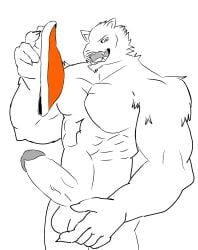 1boy balls bara canine feline furry jackal jackalman male muscles thundercats underwear_removed