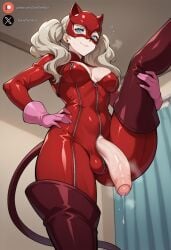 1futa ai_generated ann_takamaki balls bedroom big_penis blonde_hair blue_eyes blush clothing cock dickgirl flaccid foreskin futa_only futanari huge_cock indoors light-skinned_futanari light_skin long_hair looking_at_viewer low-angle_view medium_breasts penis persona persona_5 precum roxygtf smug solo standing sweat sweating sweaty_body
