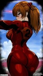 1girls ass asuka_langley_sohryu backside behind_view big_ass big_breasts big_butt blue_eyes blush blushing_at_viewer breasts clothed clothed_female colored female female_focus female_only from_behind from_behind_position ginger ginger_hair large_breasts looking_at_viewer looking_back looking_back_at_viewer momen neon_genesis_evangelion orange_hair orange_hair_female plugsuit red_hair redhead_female solo solo_female solo_focus speedl00ver tight_clothing