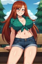 1girls ai_generated blonde_hair blush breasts explicit exposed_pussy female female_only gravity_falls pussy wendy_corduroy