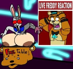 animatronic anthro areola big_areola big_breasts bigtrog84 breasts clothing dark_areola duo female five_nights_at_freddy's five_nights_at_freddy's:_security_breach glamrock_freddy huge_areola huge_breasts human humor hyper hyper_breasts machine male mammal meme robot scottgames shocked steel_wool_studios sudden_expansion torn_clothing vanny_(fnaf) vein veiny_breasts yiik:_a_postmodern_rpg