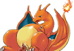 blue_eyes charizard cum disembodied_penis dragon female fire nintendo orange penetration penis pokemon pokemon_(species) pussy rizzadon saliva scalie tail tongue vaginal_penetration wings wkar