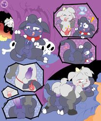 anal anthro ass ball_fondling balls blush demon gay horns male mysteriousoctopuss penis precum psyredtails tail