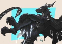 animal_genitalia anthro black_body black_claws black_horn black_membrane black_penis black_scales bodily_fluids claws cum dragon erection genital_fluids genital_slit genitals glowing glowing_body glowing_cum glowing_genitalia glowing_penis hi_res horn knot male membrane_(anatomy) membranous_wings mythological_creature mythological_scalie mythology negy penis scales scalie solo tapering_penis unusual_bodily_fluids unusual_cum unusual_genital_fluids ventral_scales white_penis wings zathir