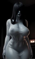 1girls 3d ai_generated black_finger_nails black_lipstick black_nipples breast breasts covered_eyes covered_face curvy curvy_body curvy_butt curvy_female curvy_figure dark_lighting female female_focus female_only front_view full_body full_body_view ghost ghost_female ghost_girl grey_skin hair_over_eyes hands_behind_back large_boobs large_breasts large_tits long_hair long_hair_cover mommy pale_body pale_skin seductive see_through_clothe sitting the_ring thick_butt thick_legs thick_thighs yamamura_sadako