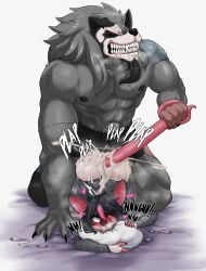 absurd_res anthro bite bodily_fluids canid canine cum cum_in_ass cum_inside doggy_style duo excessive_cum excessive_genital_fluids from_behind_position genital_fluids hi_res male male/male mammal masamaki masamaki_(character) murid murine nico_(labrattt) pillow pillow_bite rat rodent rolled_back_eyes sex tail tail_pull wrapped_tail