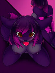 anthro ball_gag blush bondage breasts canine fabbit fox fur furry gag hair lagomorph multiple_views nipples nude oreo_(character) photoshop pov rabbit red_eyes spazzykoneko tail tied