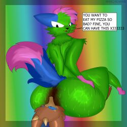 absurd_res archenarie ass big_butt bodily_fluids canid canine canis clothing dont_touch_my_pizza eating_feces facesitting fart feces feces_in_mouth hi_res kevin_(nyanwolf) kobold mammal meme nyanwolf scalie scat shart sharts sitting_on_another suggestive sweat underwear wolf zanite