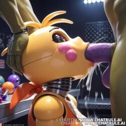 ai_generated blowjob cum_drip cum_in_mouth fellatio fnaf goblin peeing robot tagme toy_chica_(fnaf) video