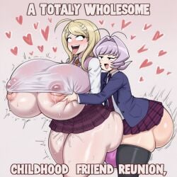 ai_generated akamatsu_kaede cow-ede_akamatsu crossover danganronpa danganronpa_v3 femboy femboy_on_female femboydom huge_breasts komi-san_wa_komyushou_desu osana_najimi self_upload tagme