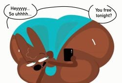 animated ass ass_focus big_ass bottom_heavy bouncing_ass breathotter bulge bulge_through_clothing cocoa_the_bunny holding_object huge_ass jiggling_ass male male_focus male_only massive_ass phone tagme thick thick_ass thick_thighs toony twerking