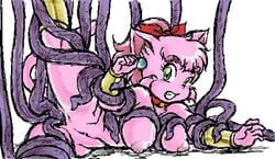 1girls anthro breasts cat feline female fur furry kemono large_breasts long_hair mammal meeya mutabouru pink_fur pink_hair rape rpg_densetsu_hepoi tail tentacle