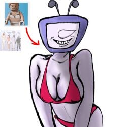 aphex_twin big_breasts bikini deltarune deltarune_chapter_3 ibispaintx jesus jxci kelvin meme meme_reference mr_tenna pose reference rule_63 self_upload shading shitpost smiling tenna tenna_(deltarune)
