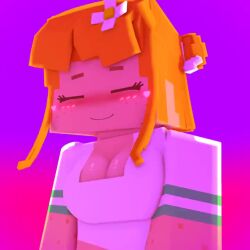 1female 1girls 3d amber_green_(slipperyt) animated bangs blush blush blush_lines bouncing_breasts breast_focus breasts breasts breasts breasts_bounce cleavage clothed clothed_female clothing crop_top dancing eyes_half_open female female female_only flower flower_in_hair freckles freckles_on_arms freckles_on_face front_view fully_clothed ginger ginger_female ginger_hair green_eyes hair_flower hair_ornament hairbun heart jiggle jiggling_breasts light_skin looking_at_viewer loop looping_animation mine-imator minecraft no_sound shirt short_playtime shorter_than_10_seconds slipperyt smile smiling solo solo_female tagme video