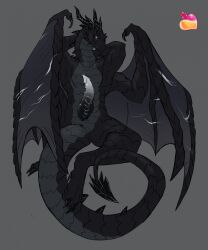 amurous animal_genitalia anthro black_body black_claws black_horn black_membrane black_penis black_scales claws dragon erection genital_slit genitals glowing glowing_body glowing_genitalia glowing_penis hi_res horn knot male membrane_(anatomy) membranous_wings mythological_creature mythological_scalie mythology penis scales scalie solo tapering_penis ventral_scales white_penis wings zathir