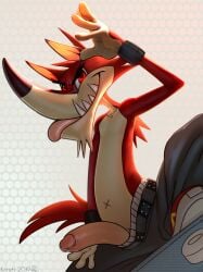 1boy 4k 5_fingers absurd_res baggy_pants belly_button bracelet decker_(go!_go!_hypergrind) footwear fur furry furry_only go!_go!_hypergrind hi_res korichi male male_only penis red_eyes red_fur simple_background skateboard solo tagme tail tongue_out underwear video_games visible_underwear white_underwear wolf