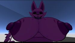 anthro anthro_on_anthro anthro_only barefoot big_ass big_mouth_(anatomy) black_nose black_sclera breasts catnap catnap_(poppy_playtime) critters_(poppy_playtime) domestic_cat feline fur furry furry_female furry_only long_tail looking_at_viewer nipples no_humans nonehub poppy_playtime poppy_playtime_(chapter_3) pupils purple_fur purple_skin purple_tail rule_63 sex smiling_critters solo squatting tagme vrchat