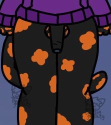 anthro bottomless bottomless_anthro bottomless_gynomorph bottomless_intersex burningfallacy clothed clothing delilah_(burningfallacy) domestic_cat faceless_character fat_thighs felid feline felis female flaccid fur fur_markings futanari genitals gynomorph hi_res intersex leg_markings mammal markings partially_clothed penis simple_background slightly_chubby small_penis solo thigh_markings tortoiseshell_cat