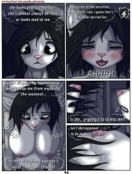 american_opossum anthro anthro_on_anthro artist_name bed belly black_body black_eyes black_fur black_hair blonde_hair canid canine canis comic dialogue digital_media_(artwork) domestic_cat english_text evelyne_(spikethefurry) felid feline felis female female_anthro fur furniture genitals grey_body grey_fur group hair hi_res hybrid kia_(spikethefurry) male male/female male_anthro mammal marsupial monochrome nipples nude nude_anthro nude_female nude_male on_bed penetration penis pink_nipples pink_nose sex simple_background spike_(spikethefurry) spike_the_furry tail teeth text trio url virginia_opossum white_body white_fur wolfdog