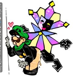 2boys anal anal_sex backshots chibi cum dimentio gay luigi male male/male mario_(series) mariofan06 mr._l nintendo nonchalant paper_mario penis_in_anus self_harm_scars super_paper_mario tongue_out toony toony_face yaoi