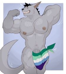 2025 abs anthro areola barazoku biceps big_bulge big_muscles big_penis blue_background body_hair border bulge chest_hair closed_eyes detailed_bulge ear_piercing ear_ring emanata facial_hair fleshformomo flexing flexing_bicep front_view fur genital_outline genitals hair hand_behind_back hi_res huge_bulge huge_cock huge_muscles humanoid_genitalia humanoid_penis hyena kerchief kerchief_only lgbt_pride lgbt_pride_month male mammal manly momo_(fleshformomo) muscular muscular_anthro muscular_male navel nipples nude pecs penis penis_base penis_outline piercing pride_color_kerchief pride_colors quads ring_piercing simple_background smile solo standing stubble teeth thick_arms thick_penis thick_thighs tuft vein vincian_pride_colors white_border