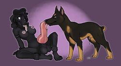 1boy 1futa animal anthro anthro_bestiality black black_hair breasts brown_eyes canine canine_penis cum cute dickbitch_molly dickgirl doberman dominatrix eyeshadow fellatio feral furry futa_is_bigger futanari hair hat holly_massey hyper hyper_penis intersex interspecies knot licking male male_on_futa nipples oral oral_sex penis penis_size_difference piercing poodle purple_eyes sex testicles tongue