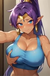 1girls ai_generated blonde_hair blush breasts explicit exposed_pussy female female_only pussy shantae shantae_(character)