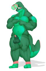 absurd_res animal_genitalia anthro aquatic_gastropod balls blush gastropod genitals green_body half-erect hi_res himbo male male_only marine mollusk muscular muscular_male nervous penis penis_tip sea sea_slug sharkellion sheath shy slug solo thick_tail thick_thighs timid tyler_(the_sea_slug) water y_chubby