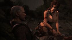 1boy 1girls 3d aleksandrgav big_breasts bimbo bimbofication breasts brown_hair bursting_breasts busty cleavage conrad_roth edit female female_focus g-string hourglass_figure huge_breasts lara_croft lara_croft_(survivor) large_breasts male micro_bikini overflowing_breasts ponytail tagme tomb_raider tomb_raider_(survivor) wide_hips