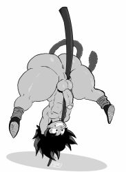 1boy anus balls big_ass big_butt black_and_white black_hair bubble_butt digital_media_(artwork) dragon_ball dragon_ball_gt erection femboy goku hi_res highres huge_ass kojoarts leg_band legs_apart legs_spread line_art male male_only monkey_tail naked naughtypaw_(artist) no_color nude penis power_pole saiyan shoes son_goku son_goku_(young) spiky_hair staff stick tail thick_thighs ttherandom tthrandom tthrandom_rp upside-down white_background wide_hips