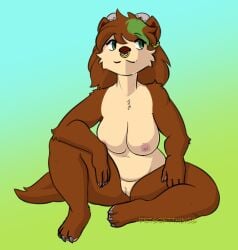 anthro big_breasts blizzard_entertainment breasts brown_body brown_fur brown_hair ear_piercing ear_ring facial_piercing female fur genitals green_eyes green_hair hair hair_bun mammal multicolored_body multicolored_fur multicolored_hair nipples nose_piercing nose_ring nude pandaren petsoftthings_(artist) piercing pussy red_pandaren ring_piercing sitting smile solo spread_legs spreading tan_body tan_fur thick_thighs two_tone_body two_tone_fur two_tone_hair ursid video_games warcraft