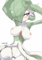 2012 ario armpits blush breasts cute female female_only gardevoir looking_away nervous no_humans pink_nipples pink_pussy pog pokemon pokemon_(species) pussy sweat thighs